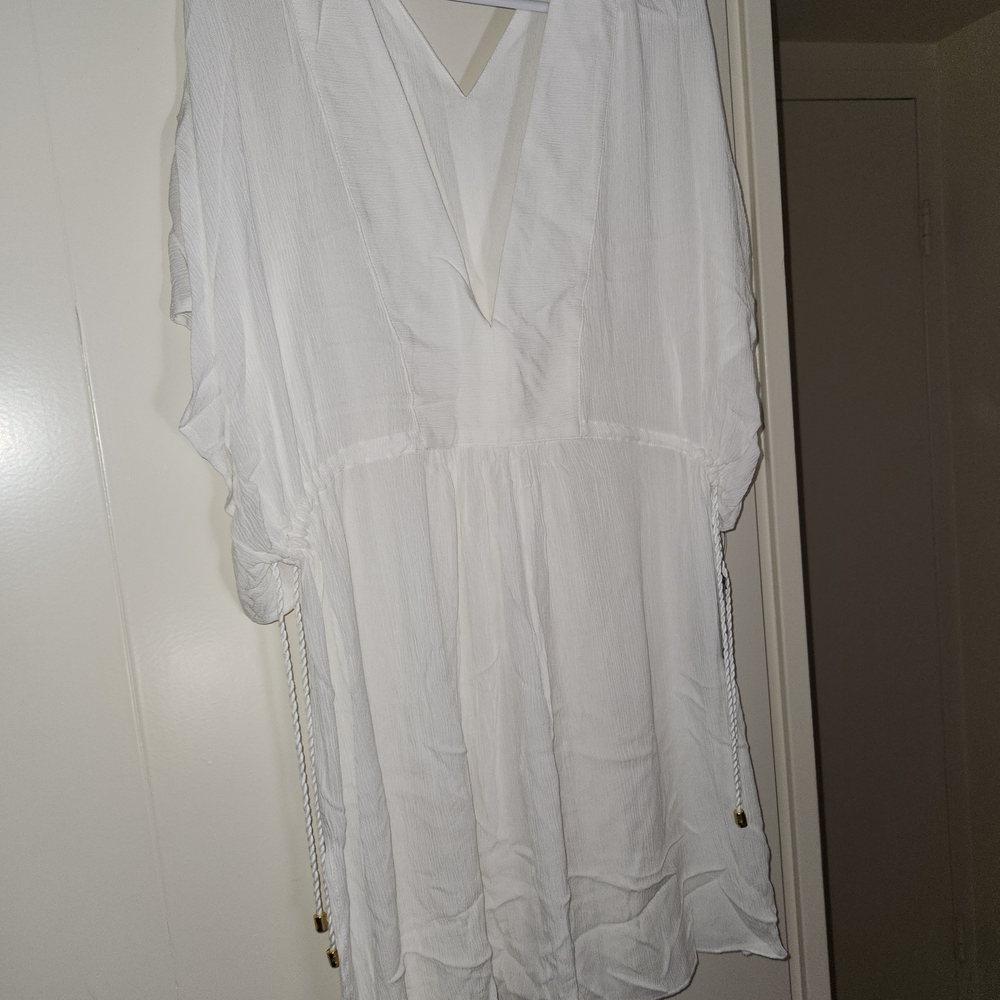 Ralph Lauren White Sheer V-Neck Swim Coverup